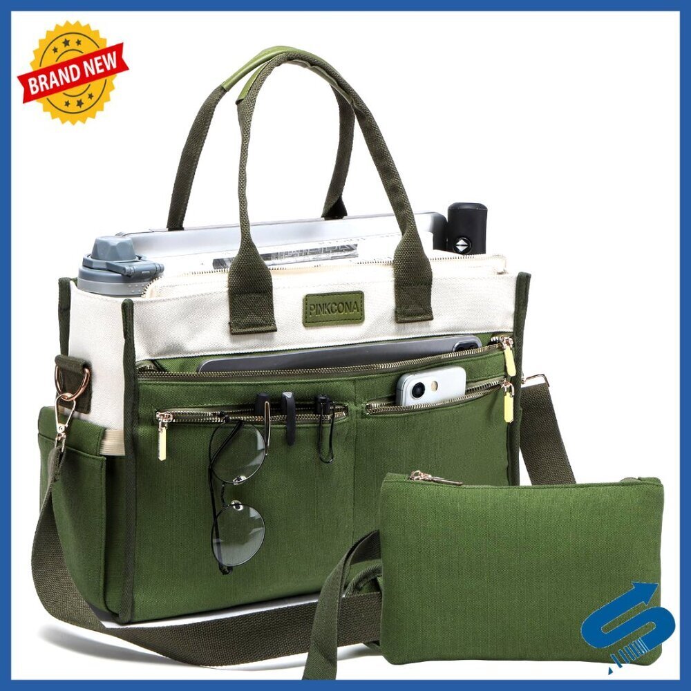 Canvas Tote Bag Set Large Shoulder Handbag Crossbody Laptop Purse Work Travel